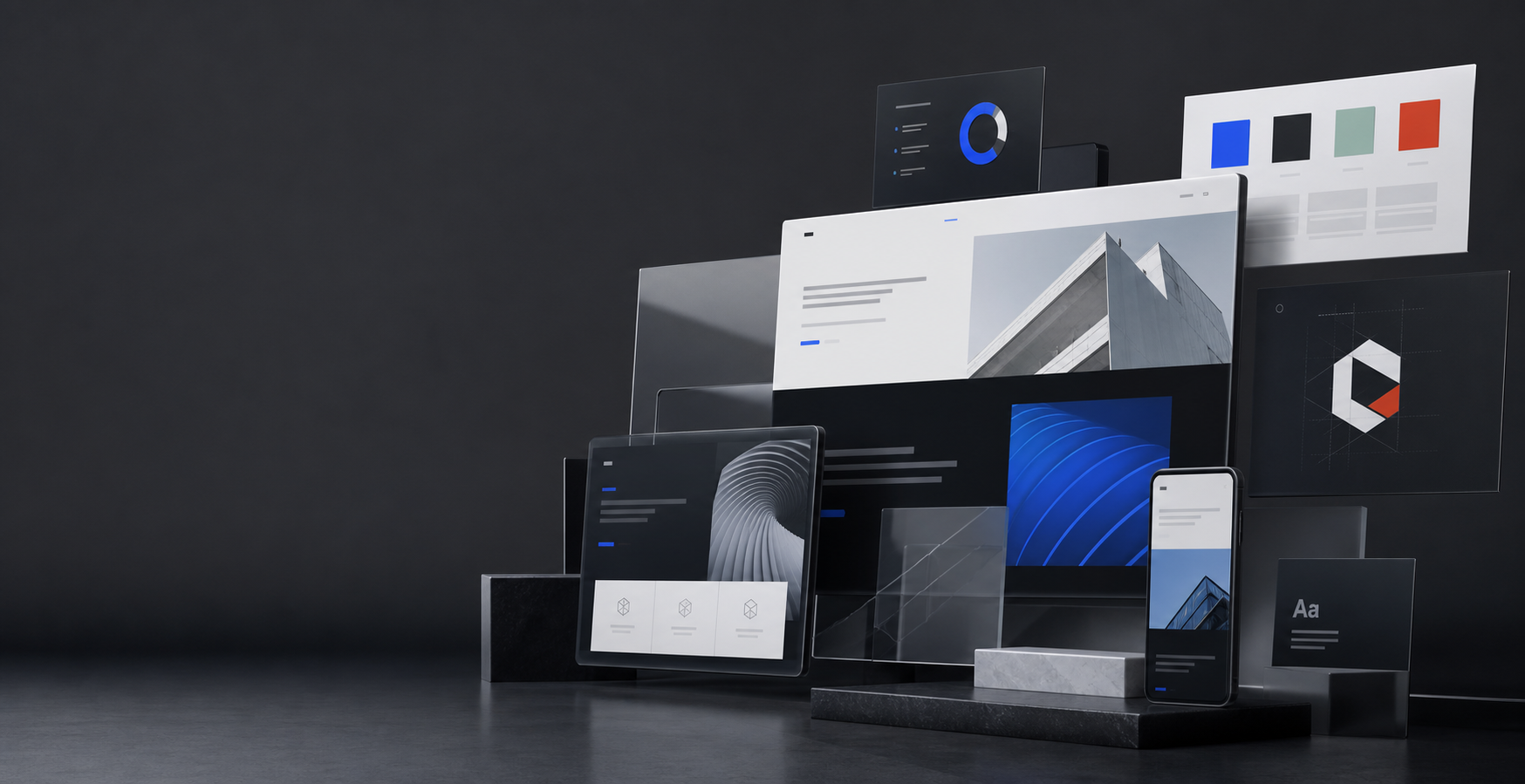 Maquettes de pages internet modernes sur ecrans